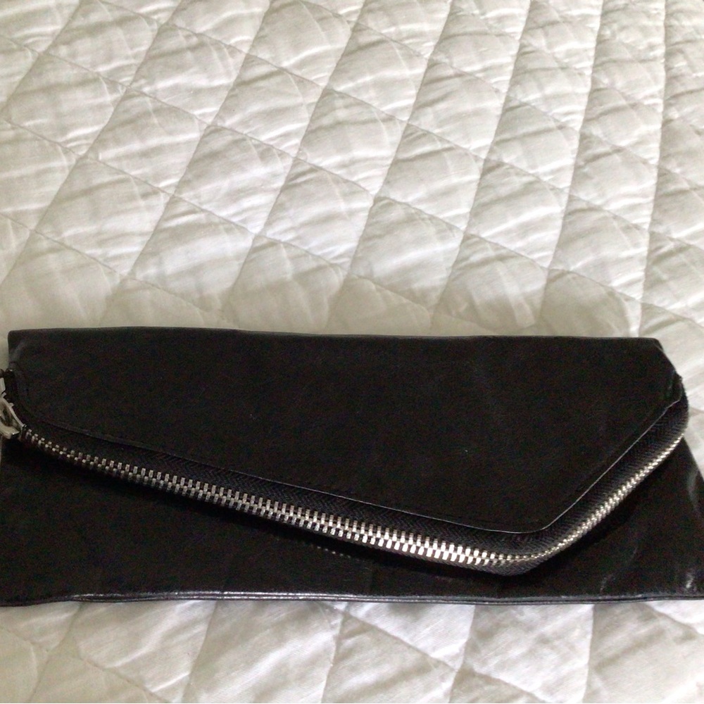 Hobo black leather clutch bag